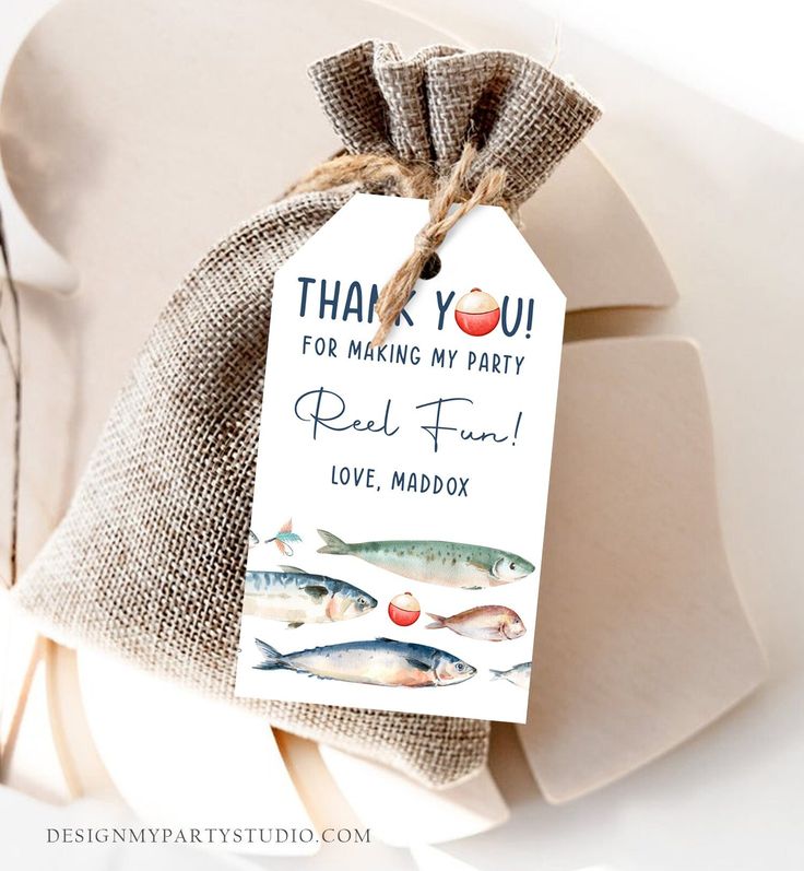 a thank you for making my party real fun with fish on the back of a chair