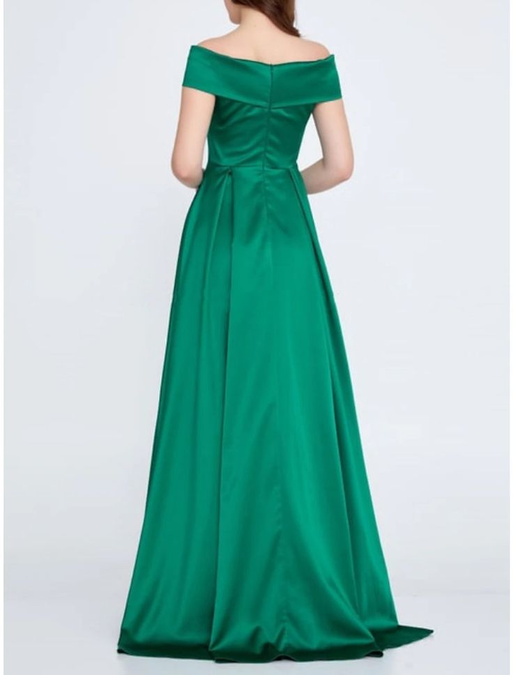 A-Line Evening Gown Elegant Dress Formal Sweep / Brush Train Christmas Red Green Dress Sleeveless Off Shoulder Satin with Pleats Crystals Red Green Dress, Train Christmas, Gown Elegant, Dresses Formal Elegant, Evening Gowns Elegant, Evening Dresses Cocktail, Dress Formal, Christmas Red, Dress Sleeveless