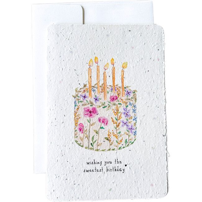 a birthday card with flowers and candles on the cake, says wishing you the sweetest birthday