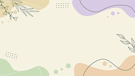 an abstract background with leaves and dots in pastel colors on the bottom right corner