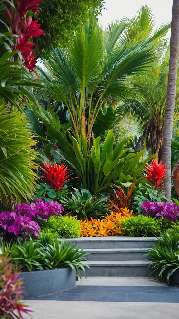 a garden filled with lots of different types of flowers