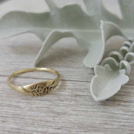 Elegant and unique 14k gold wedding ring, Vintage style floral wedding band, unique gold wedding ring for the stylish bride to be.* Band width: 1.5 mm, wide part width: 5.5 mm* Thickness: 1.5 mm* Available in 14K or 18K YELLOW, WHITE and ROSE gold.   The price listed is for 14K please contact me for 18K pricing.* available with darkend flower ( please mention in note to seller) * Sizes vary from 5 US to 9 US, including half sizes.    Please choose your size upon checkout.* Please choose a finish Elegant Rose Gold Engraved Ring Stamped 14k, Elegant Birth Flower Jewelry For Anniversary, Elegant Birth Flower Ring As Gift, Elegant Birth Flower Ring For Gift, Elegant Birth Flower Ring Gift, Classic Wedding Jewelry With Birth Flower, Elegant White Gold Signet Ring For Wedding, Elegant Engraved Open Flower Ring, Handmade 14k Gold Jewelry For Weddings