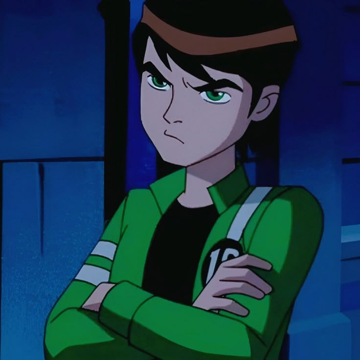 an animated image of a young man with his arms crossed