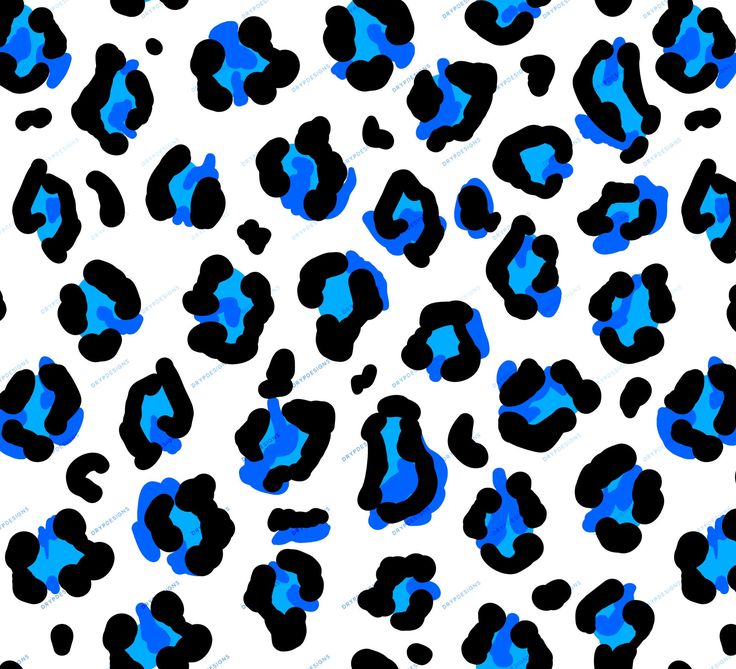 blue and black leopard print on white background