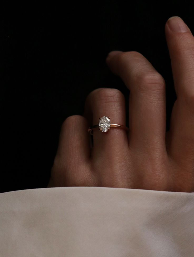 a woman's hand with a diamond ring on it