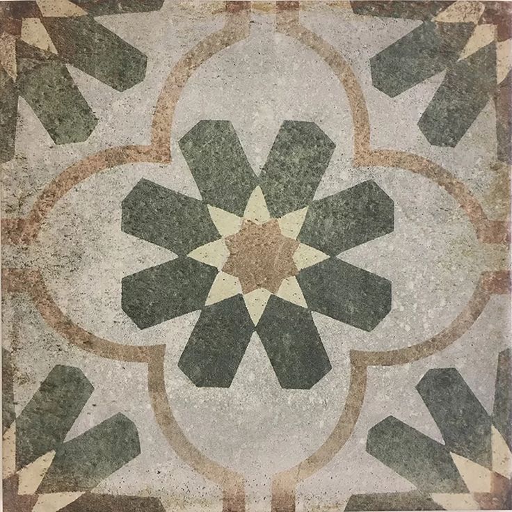 an artistic tile design with green and brown colors