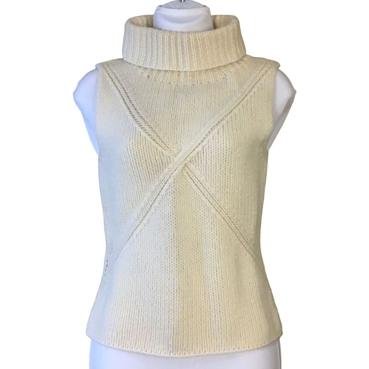 Trina Turk Los Angeles Sleeveless Turtleneck Patterned Knit Wool Sweater Medium Chic Sleeveless Textured Knit Sweater, Fitted Sleeveless Cable Knit Vest, Fitted Cable Knit Sleeveless Vest, Fitted Sleeveless Cable Knit Sweater Vest, Chic Sleeveless Stretch Sweater, Fitted Cable Knit Sleeveless Sweater Vest, Chic Sleeveless Cable Knit Top, Chic Sleeveless Knit Sweater, Sleeveless Knit Top For Winter