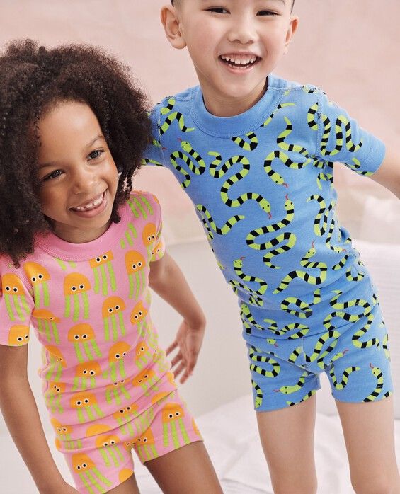 Our legendary Short John pajamas made in supersoft and breathable organic cotton. Made to last and hand down again and again. • Hypoallergenic & eczema-friendly • Sensory-friendly scratch-free seams that lay flat on the skin • Like new wash after wash • OEKO-TEX® STANDARD 100 certified safe from hundreds of harsh chemicals 100% organic combed cotton rib knit Allover print Super-smooth flatlock seams Encased elastic waistband OEKO-TEX® STANDARD 100 | GOTS certified by OTCO Prewashed Imported Not Pajama Short, Sensory Friendly, Cotton Pajamas, Cotton Pyjamas, Hanna Andersson, Short Pajama Set, Kids Pajamas, Kids Shorts, Pajama Shorts