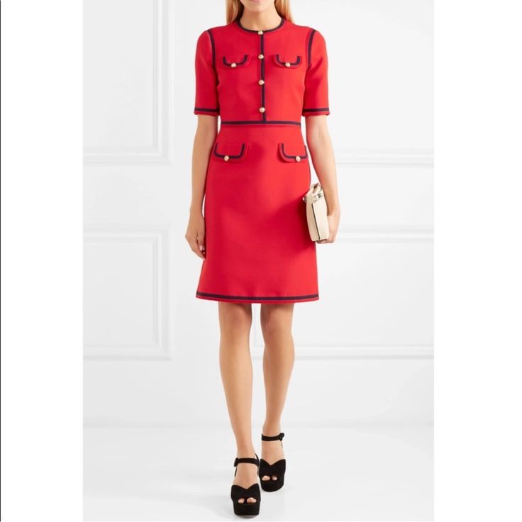 Questions? Leave A Comment Below! Size 44 Gucci Dresses, Gucci Sweater, Gucci Outfits, Fall Dress Outfit, Red Wool, Red Mini Dress, Dress First, Fashion Advice, Net A Porter