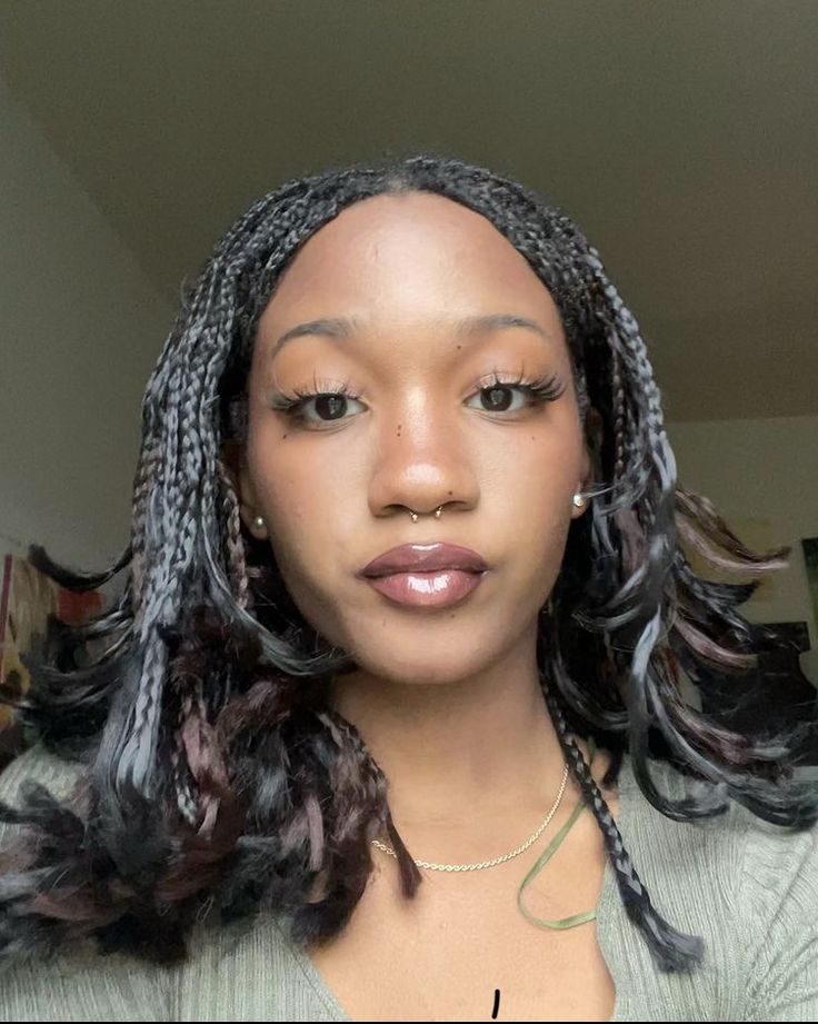 Wolfcut On Braids, Wolfcut With Braids, Wolfcut Box Braids, Braided Wolf Cut, Braids Wolf Cut, Wolf Cut Box Braids, Wolf Braids, Y2k Box Braids, Wolf Cut Braids Black Women