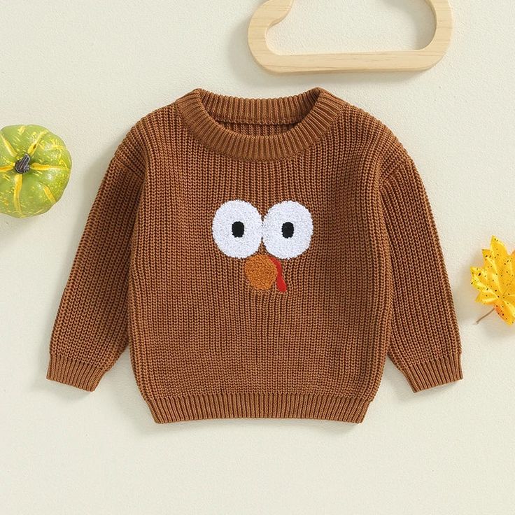 Includes: SweaterMaterial: Cotton BlendGender: Boys & GirlsPattern: TurkeySleeve Length: LongSummary: Baby Toddler Long Sleeve Knitted Turkey Face Fall Thanksgiving Sweater Cute Brown Sweater For Fall, Cute Knitted Acrylic Tops, Cute Long Sleeve Knitted Top, Cute Brown Crew Neck Sweater, Cute Acrylic Sweater For Fall, Cute Knit Tops For Fall, Thanksgiving Sweater Outfit, Turkey Embroidery, Summer Outfit Accessories