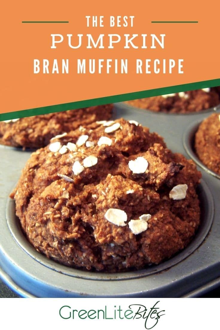 the best pumpkin bran muffin recipe in a muffin tin with text overlay