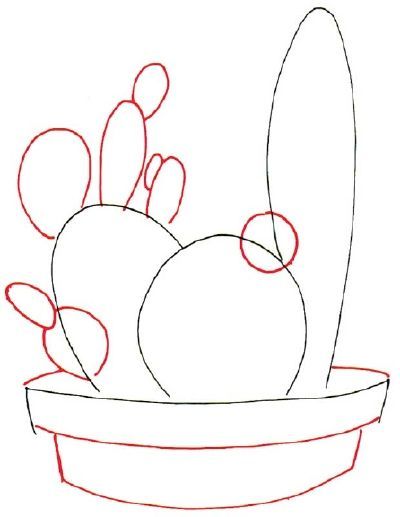 a drawing of a cactus in a pot