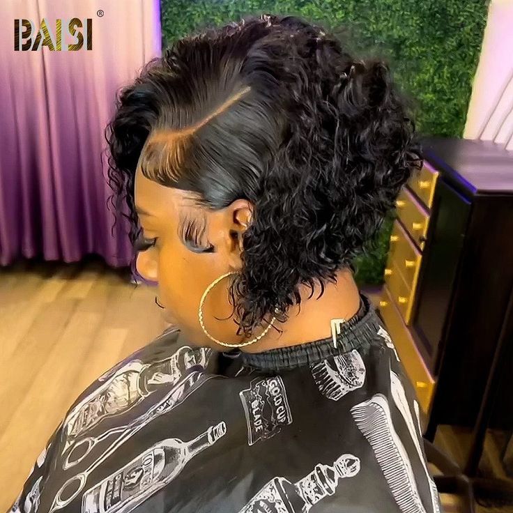 BAISI Sexy Curly BoB Wig Black Color – BAISI HAIR Wet And Wavy Sew In Bob, Short Bob Wig Hairstyles, Short Curly Bob Black Women, Curly Bob Hairstyles For Black Women, Chin Length Bob Hairstyles, Body Wave Bob Wig, Natural Hair Haircuts, Curly Bob Wig, Wig Shop