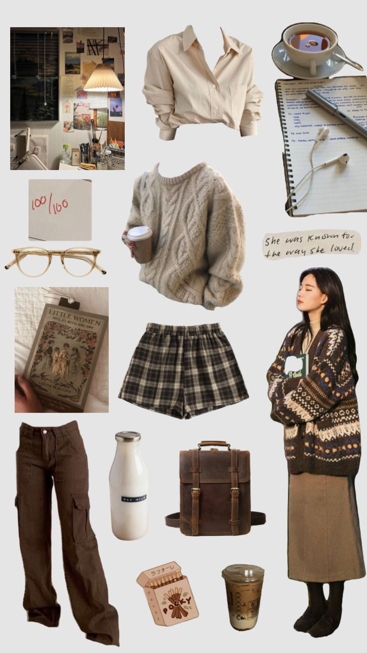 #outfitinspo #vintage #vibes #aesthetic #coffee #brown #academia #study #outfit #brownaesthetic #girl Studying Aesthetic Brown, Soft Academia Outfits, Nerd Girl Outfit, Study Outfit Aesthetic, Bookworm Aesthetic Outfit, Library Aesthetic Outfit, Vintage Vibes Aesthetic, Academia Summer Outfit, Brown Academia