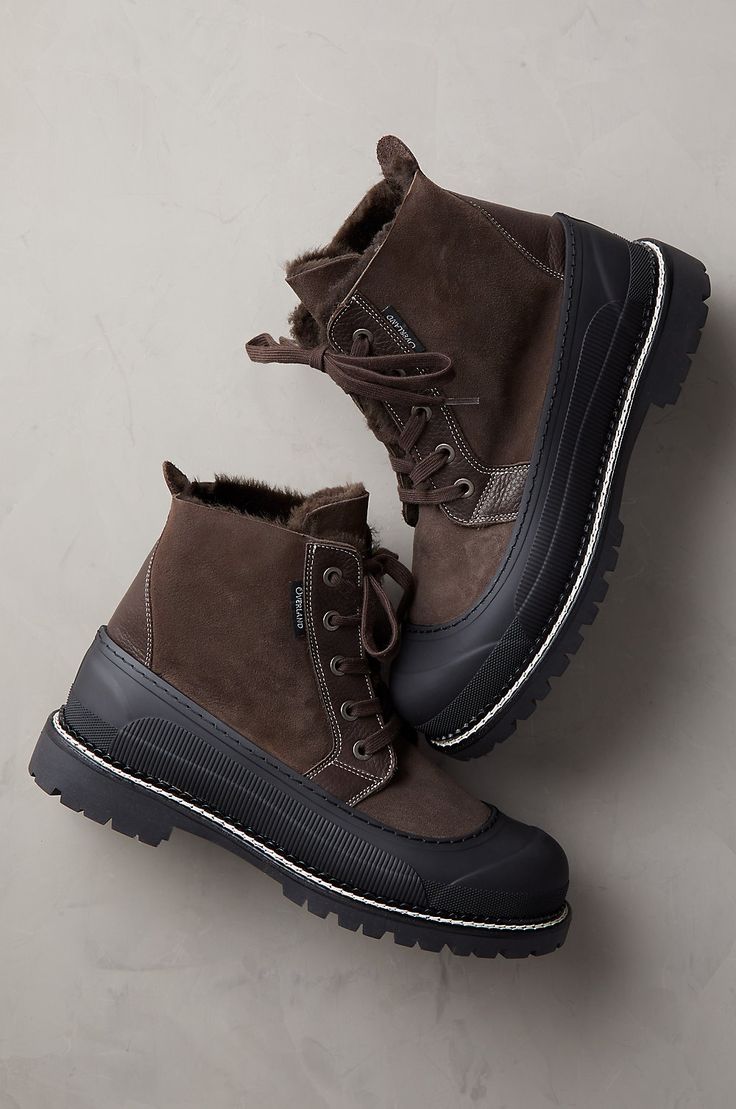 Snowy days have nothing on you when you're wearing the rugged Leo boots, handcrafted in Northern Italy from rich leather and virgin wool lining. Wonderfully insulated yet breathable, these snow-proof, water-resistant lace-up boots with shearling trim keep you warm in temps as low as -4°F, and feature nonskid microporous rubber outsoles for traction on snow and ice. Aspen Trip, Winter Boots For Men, Snow Boots Men, Italian Leather Boots, Best Winter Boots, Warm Winter Boots, Russian Men, Winter Fashion Boots, Mens Winter Boots