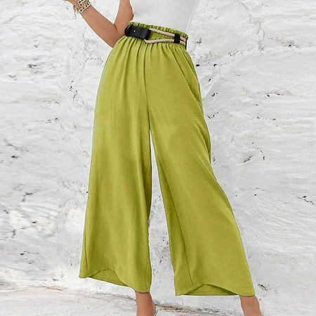 clearance Store,under $10 Clothes StoreClick Here Usmixi Womens Cotton Linen Trousers Casual Solid Plus Size Loose Wide Leg Long Pants Elastic Waist Breathable Pocket Pants with Belt Green l  Features: Usmixi Womens Cotton Linen Trousers Casual Solid Plus Size Loose Wide Leg Long Pants Elastic Waist Breathable Pocket Pants with Belt,Fashion,casual style,soft and stretchy, flowy , comfortable to wear. Simple design make it fashion forever.  Comfy Material:This trendy pants is made of 65% Rayon,30 Baggy High-waisted Wide Leg Pants, Non-stretch High-waisted Wide Leg Pants, Solid Non-stretch High-waisted Wide Leg Pants, Baggy Solid Color Pants For Spring, Spring Baggy Solid Color Pants, High Waist Baggy Bottoms In Solid Color, Baggy Solid Pants For Spring, High Waist Solid Color Harem Pants For Spring, Solid Baggy Pants For Spring