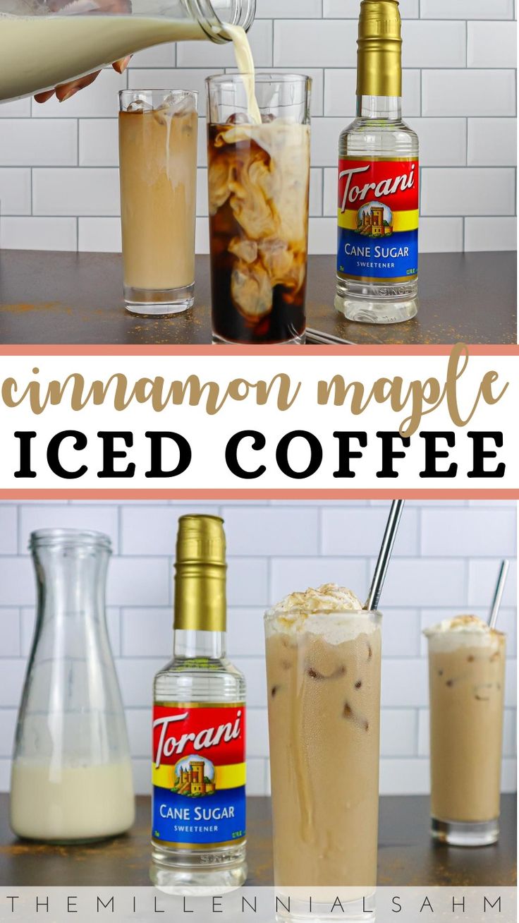 the ingredients to make cinnamon maple iced coffee