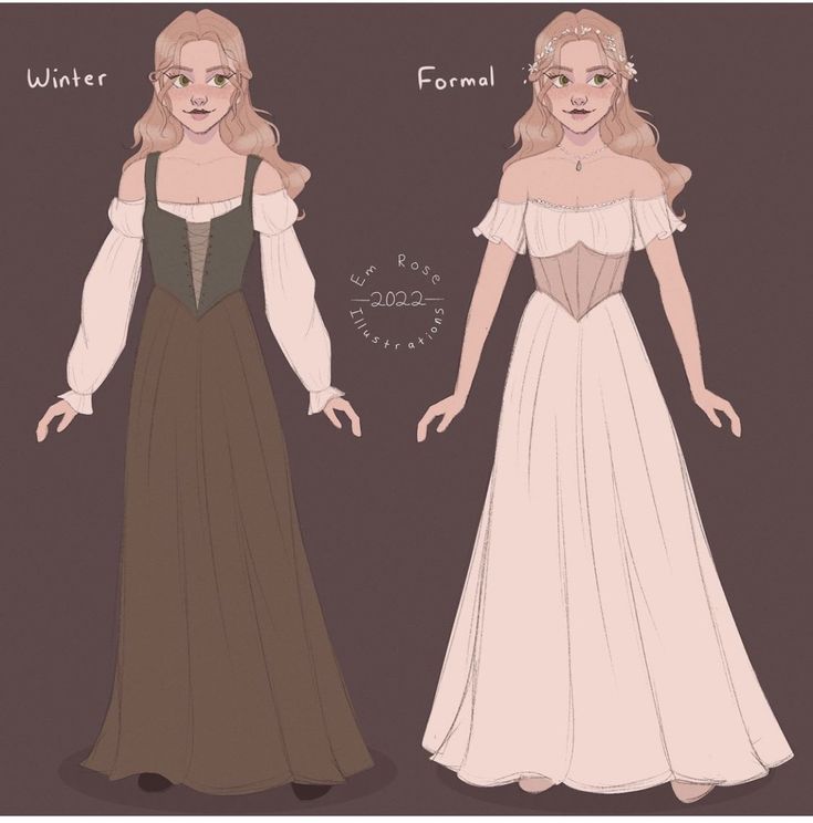 Medieval outfits cartoon art stlye The Middle Ages Dress, Drawing Medieval Clothes, Simple Midevil Dress, Casual Medieval Outfits Female, Medieval Dress Sketch, Midevil Dress Aesthetics, Midevil Dress Drawing Reference, Medival Dresses Drawing, Midevil Outfits Drawings