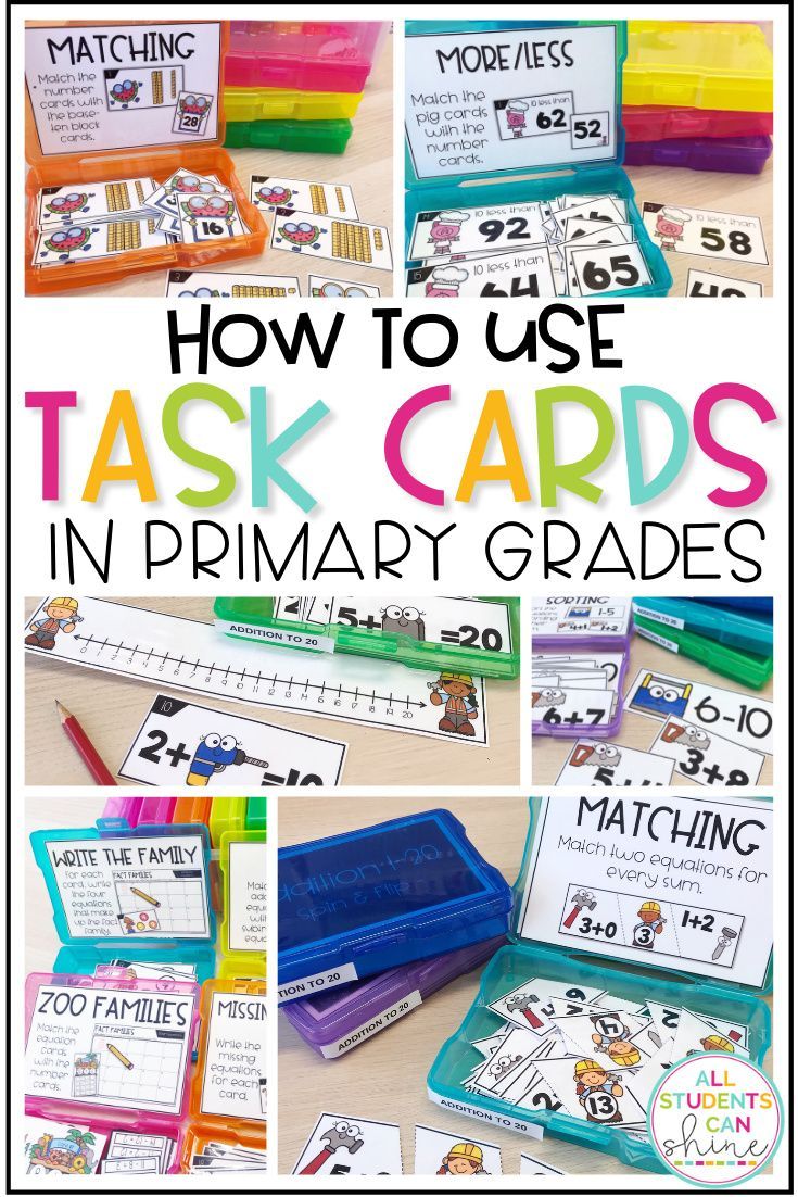 how to use task cards in primary and middle school math activities with pictures on them