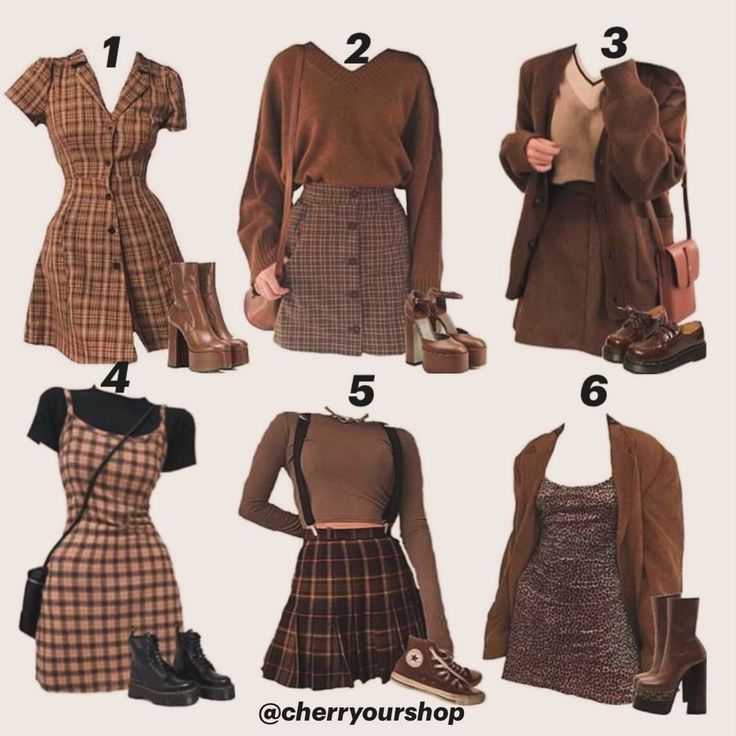 Dark Academia Outfits for your fall wardrobe 🍂! - Comment your fave 1-6 ?🤩 Classical Academia Outfit, Where To Shop For Academia Clothes, Dark Academia Inspo Outfit, Dark Fall Outfits Aesthetic, Earthy Academia Outfits, Soft Dark Academia Outfits, Brown Academia Aesthetic Outfits, Plus Size Outfits Dark Academia, Simple Academia Outfit