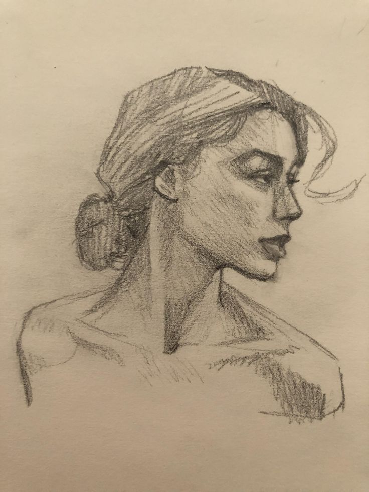 a pencil drawing of a woman's profile