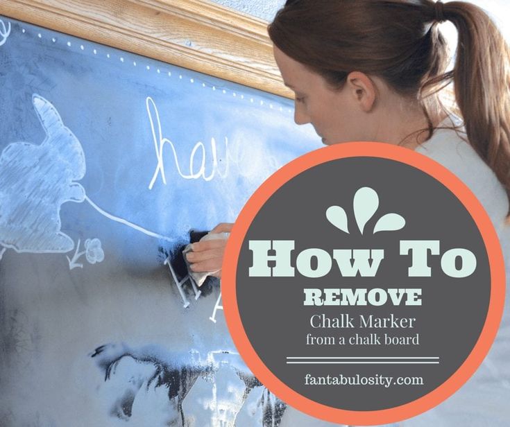 a girl writing on a chalk board with the words how to remove chalk marker from a chalkboard