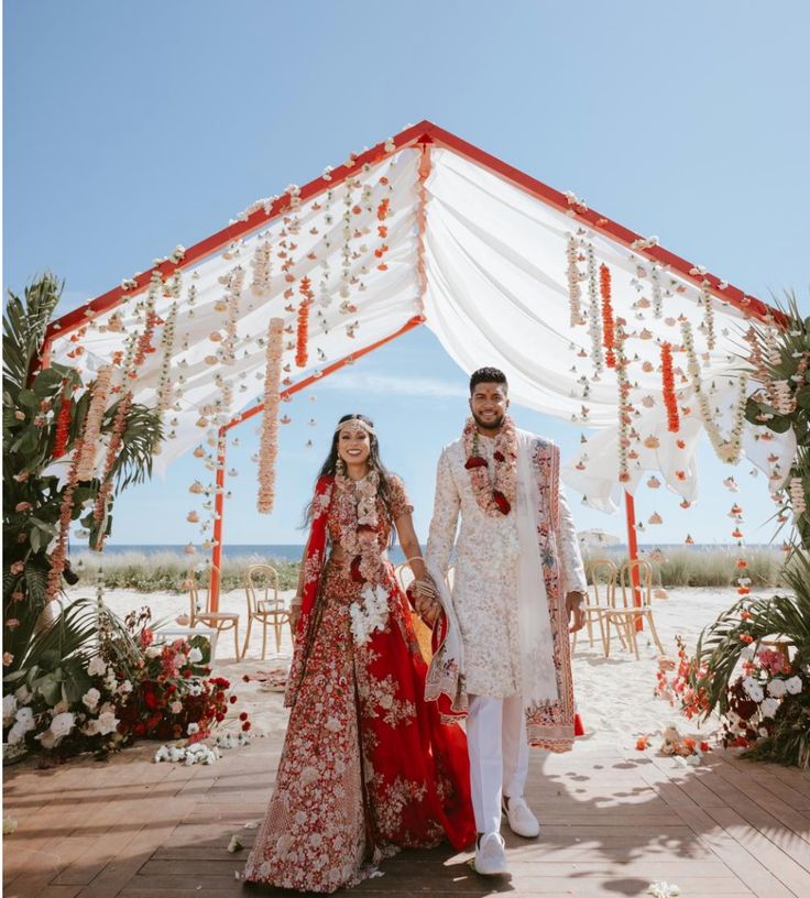 a newly married couple walking down the aisle