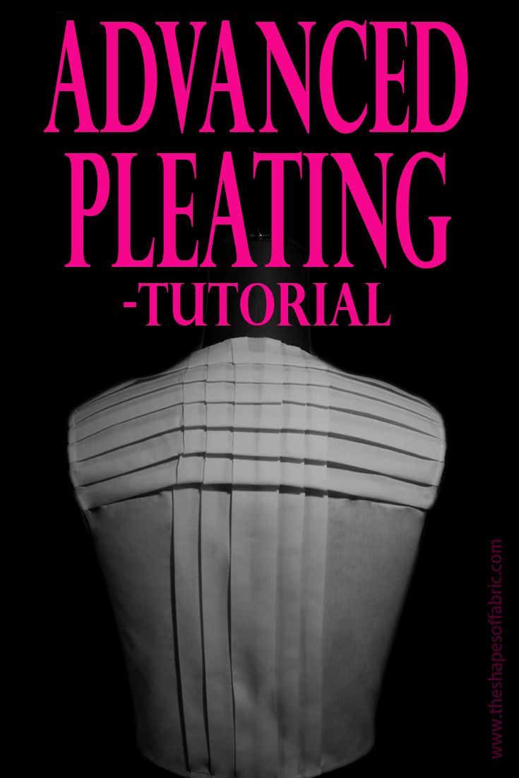 the cover of advanced pleating book, with pink lettering on black and white background