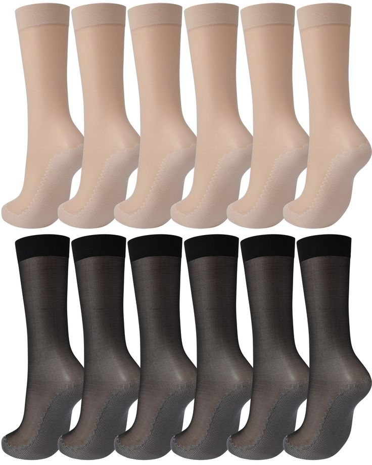 PRICES MAY VARY. Package Contents: come with 12 pairs of women's sheer calf socks featuring cotton sole on the bottom of socks, comprising 6 pairs in nude and 6 pairs in black, adding a touch of refined style to your everyday look Anti-Slip Cotton Sole: these socks are specially designed with non slip cotton sole which are absorbent, non slip and wear-resistant; boosts stability when walking or running, while ensuring sweat and moisture absorption, affording comfort throughout the day with reinf Nylon Socks, Sheer Socks, Refined Style, Calf Socks, Nylon Stockings, Knee High Socks, Socks And Hosiery, Everyday Look, Hosiery