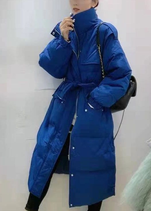 Chic Blue Stand Collar Zippered Long Puffer Jacket Down Coat Long Puffer Jacket, Long Puffer, Comfortable Room, Duck Down, Down Coat, Cup Size, Black Coat, Puffer Jacket, Stand Collar