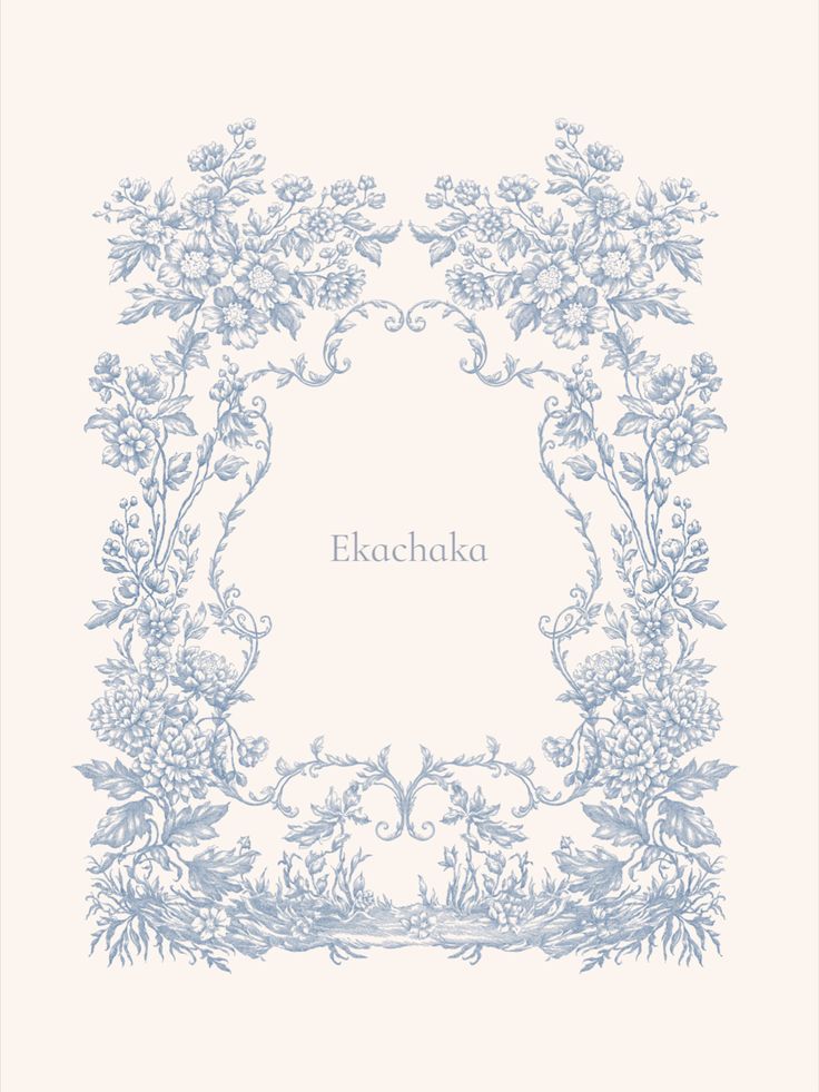 an ornate frame with flowers and leaves in blue ink on a white background that says, elk