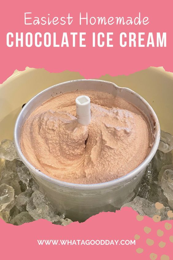 homemade chocolate ice cream in a bowl with text overlay