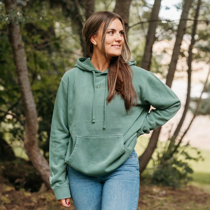 Introducing The Close To My MAMA Heart Hoodie. We’re so excited to bring you the Close to My Mama Heart Hoodie as a staple piece in your fall wardrobe this year. I can assure you, you will reach for this one again and again. Gorgeous tone on tone embroidery for the world to see and a small, hidden affirmation message for only you to see. Tiny and mighty words that remind you that you are powerful, you are capable, you are patient, you are loving, and you are exactly the mother your children need Green Hoodie With Adjustable Hood For Fall, Green Fleece Hoodie For Fall, Everyday Green Sweatshirt For Fall, Green Hooded Hoodie For Everyday, Green Hoodie For Fall, Green Hoodie Sweatshirt For Everyday, Everyday Cotton Hoodie For Fall, Fall Everyday Hoodie With Adjustable Hood, Adjustable Hood Sweatshirt For Fall