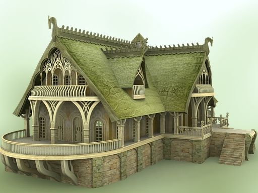 Elven Village, Elven City, Village Inn, Medieval Houses, Building Concept, Architecture Images, Elf House, Fantasy House, Fantasy City