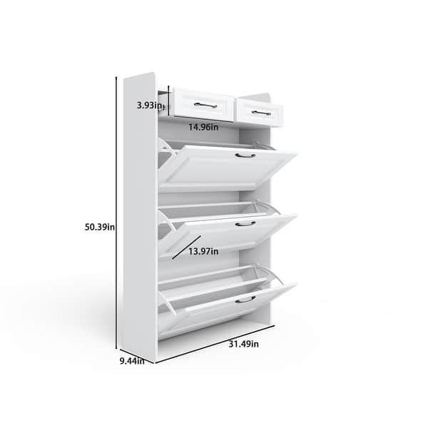 an image of a white shelf with drawers