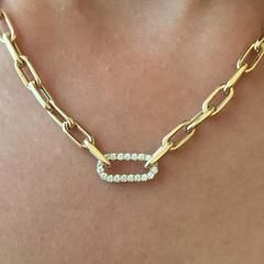 Gold Oval Link Necklace, Diamond Oval Link Necklace With Gold Chain, Chic Gold Chain Necklace With Oval Links, Luxury Gold Oval Link Chain Necklace, Chic Gold-tone Chain Necklace With Oval Links, February Ideas, Oval Diamond, Charm Gift, Chain Link Necklace