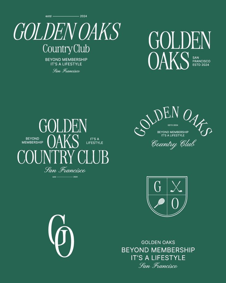 four different logos for golden oaks country club