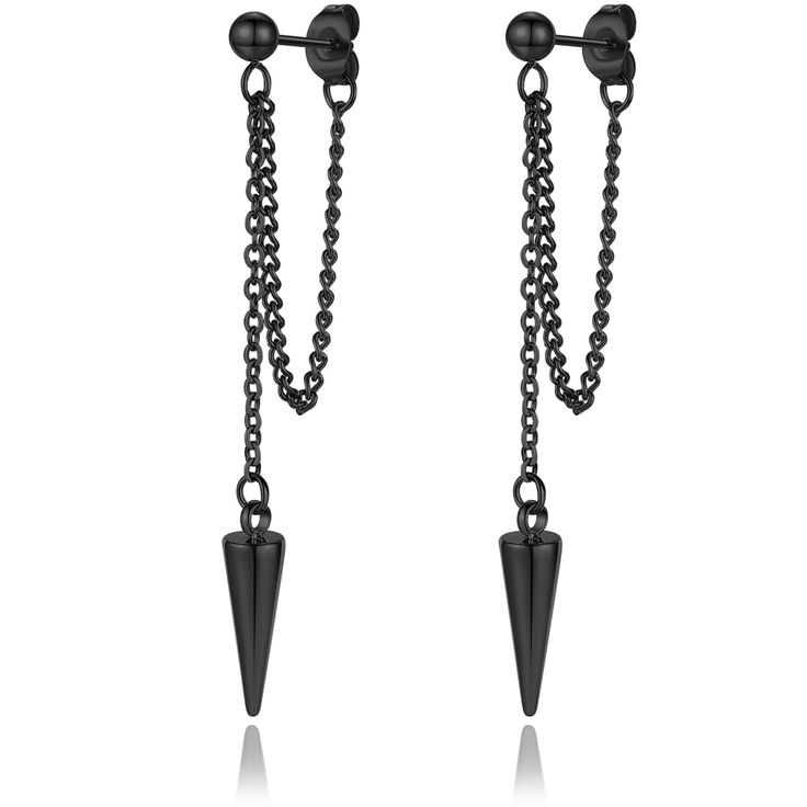 PRICES MAY VARY. Chain Earrings: 1 pair chan spike dangle earrings. Fashion edgy earrings design, Cool and dainty. Trendy drop earrings for women, Unisex Punk Gothic style jewelry. Chain Earrings for Women: These simple dangly chain earrings are a perfect combination of casual and formal. Wearing the gold chain earrings with your other stud earrings and cartilage earrings for an edgy look or just wearing them alone, you can dress them up or down for different styles. Materials: This pair of chai Spike Dangle Earrings, Metal Drop Earrings For Party, Metal Drop Cartilage Earrings For Party, Edgy Dangle Plug Earrings, Edgy Earrings With Ear Wire For Parties, Edgy Party Earrings With Ear Wire, Edgy Drop Earrings For Party, Edgy Metal Drop Plug Earrings, Punk Style Metal Cartilage Earrings For Party