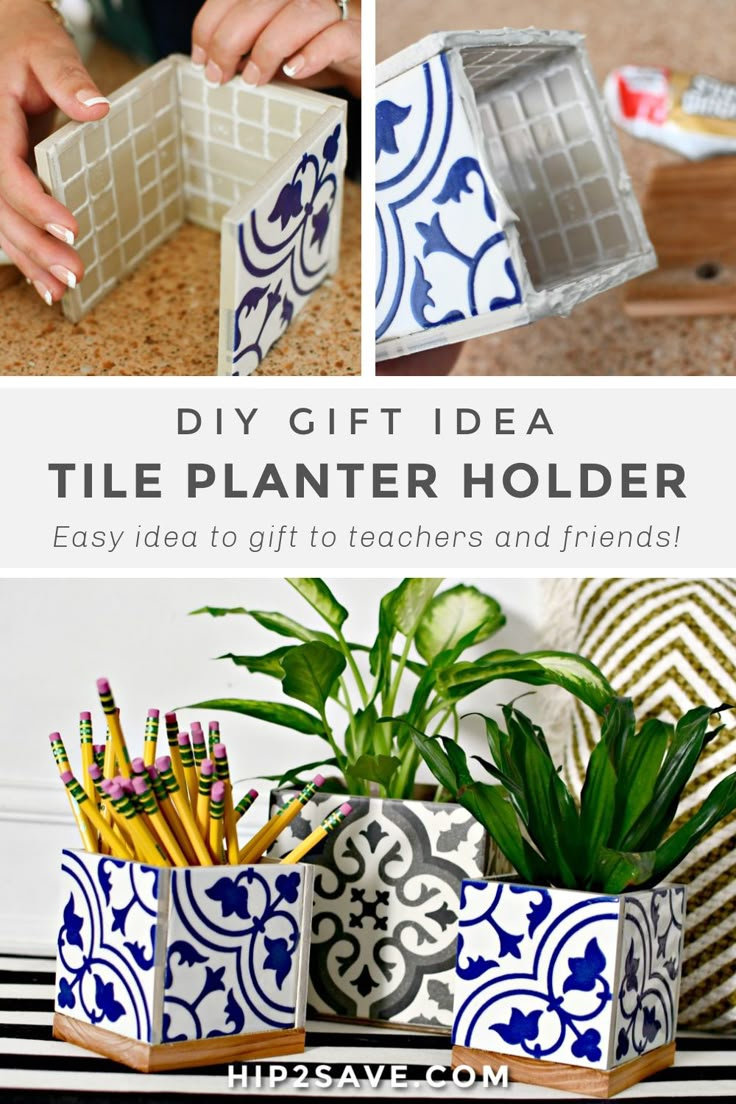 diy gift idea for a tile planter holder