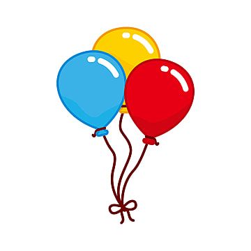 three balloons tied to each other on a white background