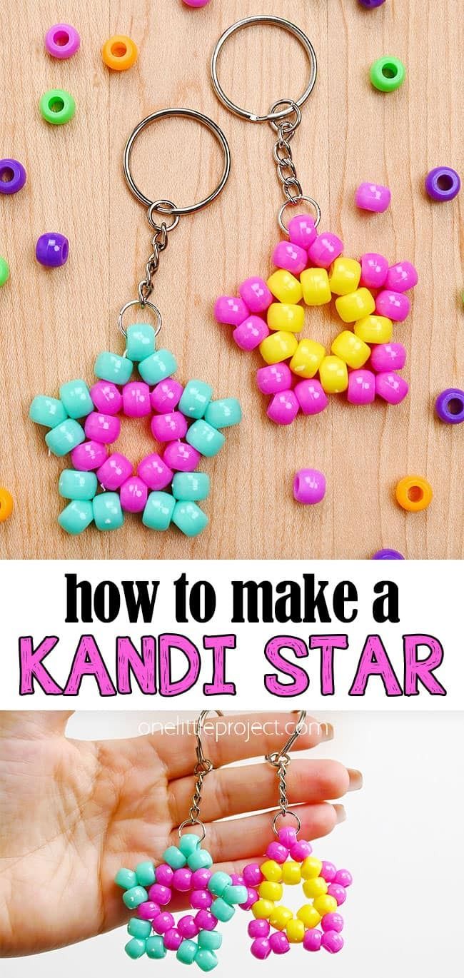 how to make a kandi star keychain made from beads and plastic beads