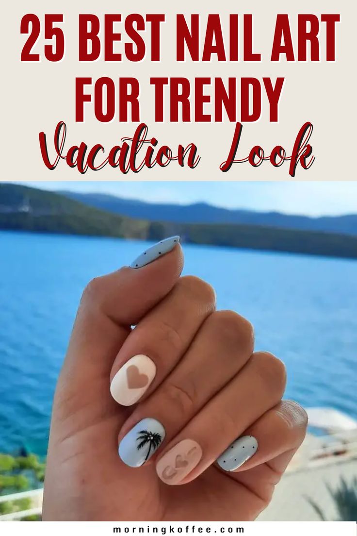 The best vacation nail designs for stylish trendy manicures to copy this year. vacation nail designs, vacation nail ideas, summer nails, scenery nail art, gel nail ideas for vacation. Nail Polish Colors For Cruise, October Summer Holiday Nails, Nail Art Designs Beach Vacation, Nails Travel Vacation, Nails For Goa Trip, January Vacation Nails, Christmas Beach Vacation Nails, Gel Nails Ideas For Cruise, Cruising Nails Designs