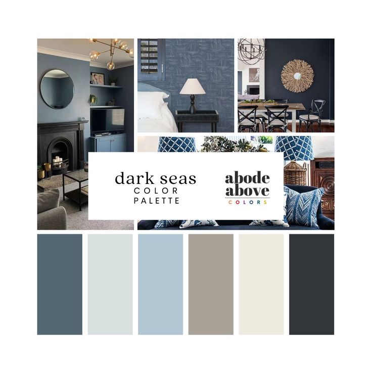 the color scheme for dark seas is blue, gray and white with pops of gold