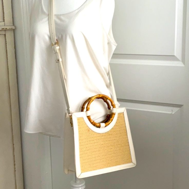 Very Cute Medium Size Crossbody Bag. Brand Is Like Dreams. Never Used. Chic White Straw Bag For Vacation, Trendy White Summer Shoulder Bag, Crossbody Straw Bag For Spring Day Out, Beige Straw Bag For Day Out, White Straw Bag For Spring Vacation, Chic White Straw Bag For Spring, Elegant White Summer Shoulder Bag, Cream Crossbody Straw Bag For Spring, Summer Cream Crossbody Shoulder Bag