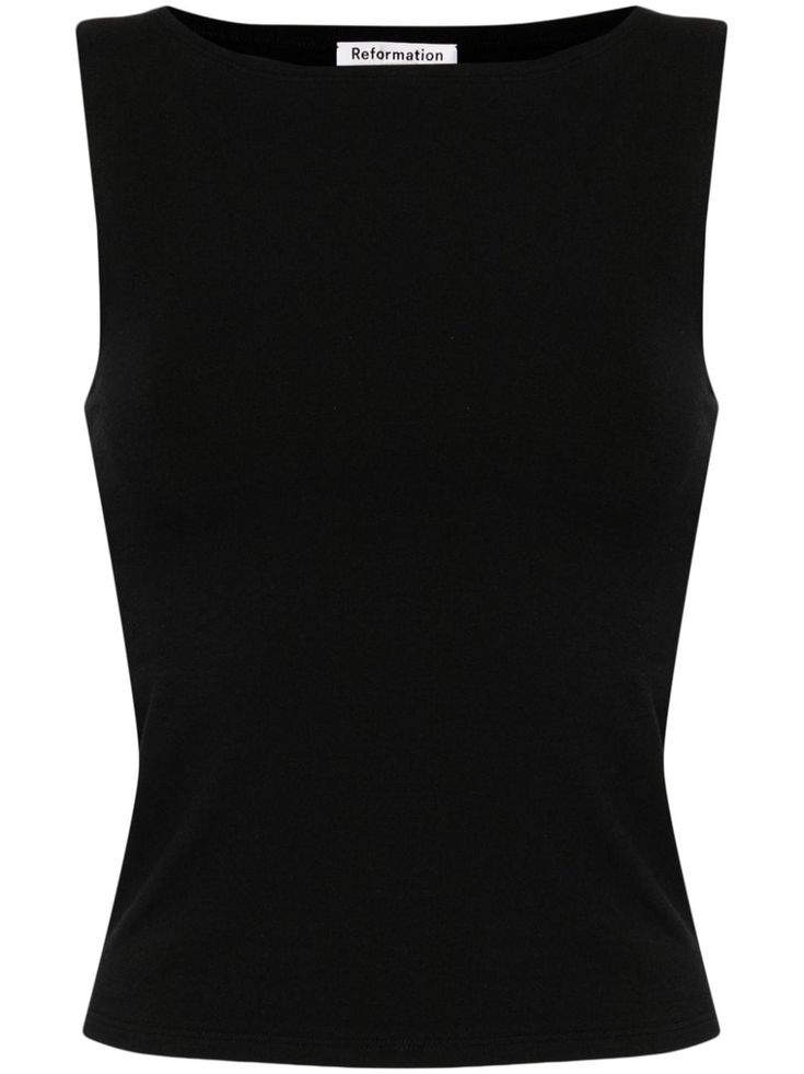 Reformation Dusk boat-neck Top - Farfetch Classic Pieces Fashion, Black Boat Neck Top, Boat Neck Tank Top, Basics Wardrobe Essentials, Clothing Png, Reformation Clothing, Boat Neck Shirt, Boat Neck Blouse, Boat Neck Top