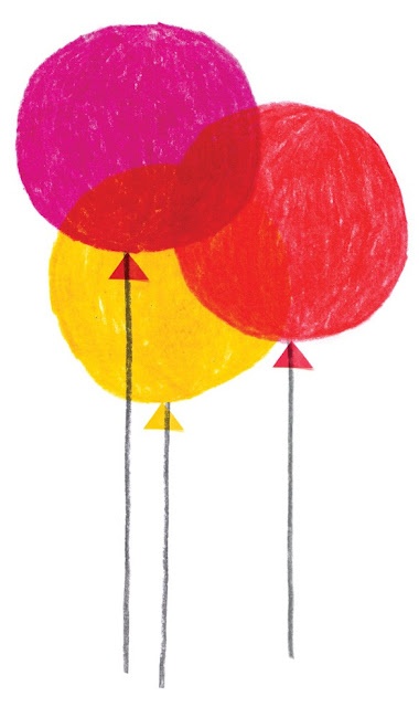 three balloons with arrows drawn on them