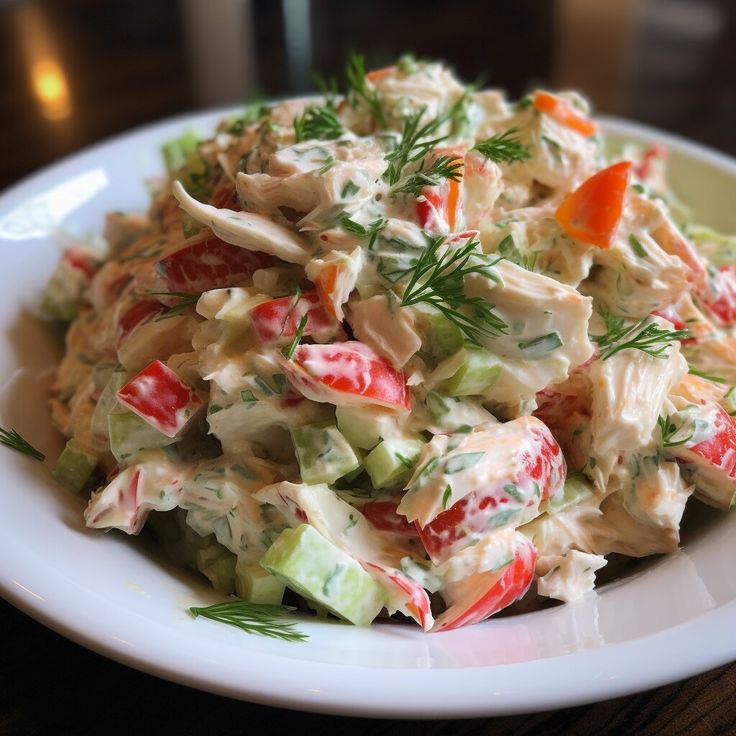 a white plate topped with salad on top of a wooden table