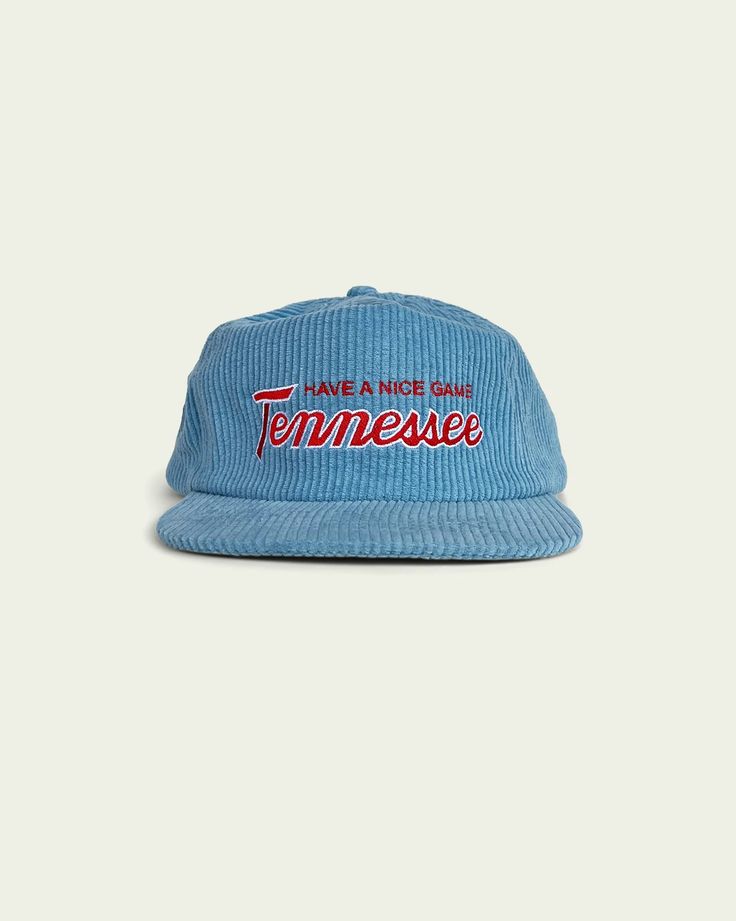 Our signature Tennessee script featured on our 5-panel snapback in thick corduroy. Have A Nice Game, Tennessee Eclectic Grandpa, Streetwear Hats, New Shirt Design, Corduroy Hat, Chris Stapleton, Mens Casual Outfits Summer, Dapper Dan, Trendy Hat, Embroidered Hat