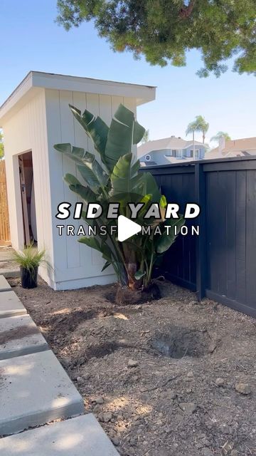 the side yard is empty and ready to be used as a planter for landscaping